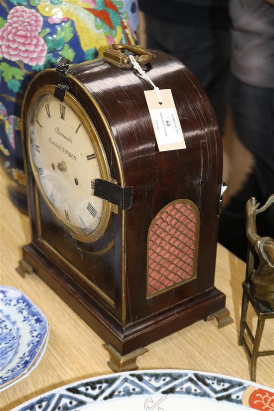 A Regency rosewood bracket clock, signed Barrauds, Cornhill, London